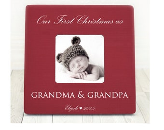 First Christmas as Grandma and Grandpa Picture Frame Personalized GIFT for Grandparents New Baby