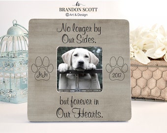 No Longer by Our sides Forever in Our Hearts, Pet Sympathy Gift, Pet Loss Memorial, Personalized Pet Picture Frame, Dog Loss Memorial Frame