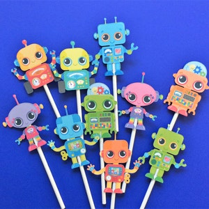 Robots cupcake toppers, robot birthday party, robots party, robots cake topper, robots, tools toppers, robots birthday, robot theme