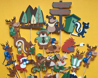 Camping cupcake toppers, camping toppers, camping theme, camping party, s'mores, animals toppers, camping, fishing, bonfire, hiking