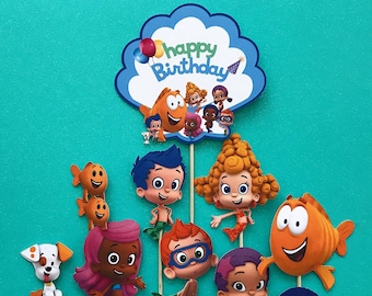 Bubble Guppies cupcake toppers, Bubble Guppies birthday, Bubble Guppies cake topper, Bubble guppies party, Mr. Grouper, Deena, Gil, Goby