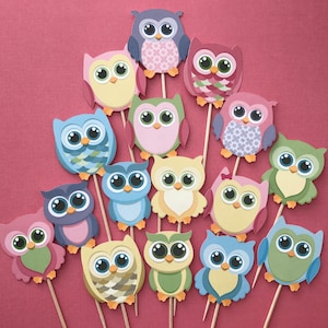 Owls cupcake toppers, owls cake toppers, owls party, cupcake toppers owls, funny owls toppers, cute owls party supply, Owls