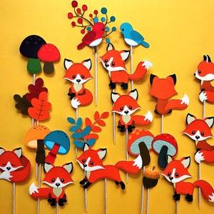 Fox cupcake toppers, fox toppers, fox theme party, fox birthday, fox, animal cupcake toppers