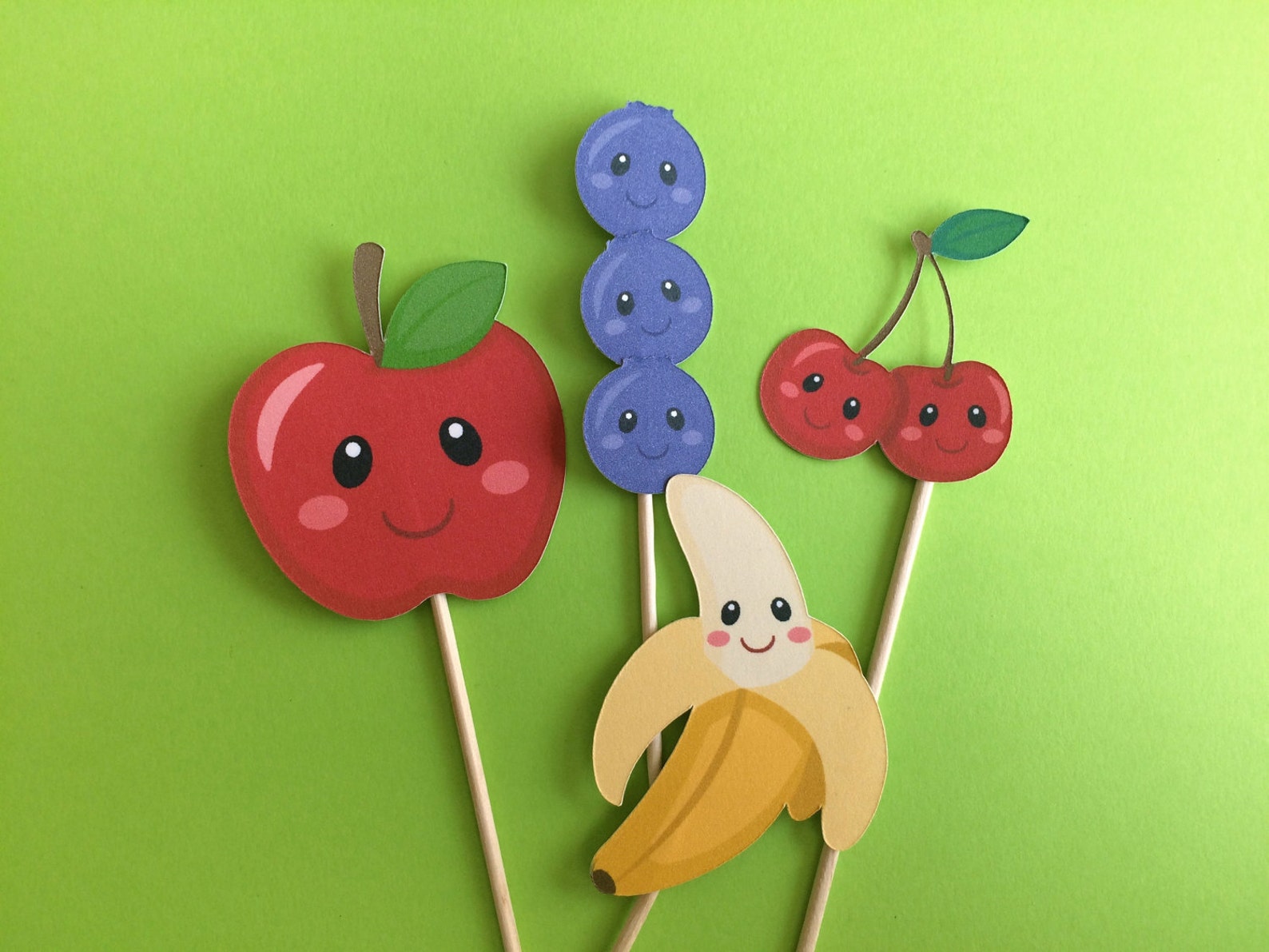 Fruit Cupcake Toppers Fruits Toppers Fruits Cake Topper Etsy