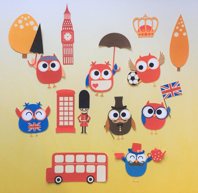 London Owls Cupcake Toppers London Owls Cake Topper English Etsy