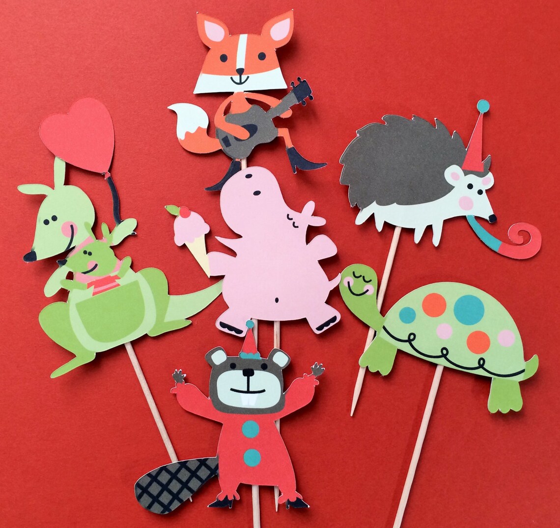 Animal cupcake toppers 14 animals cupcake toppers animal Etsy