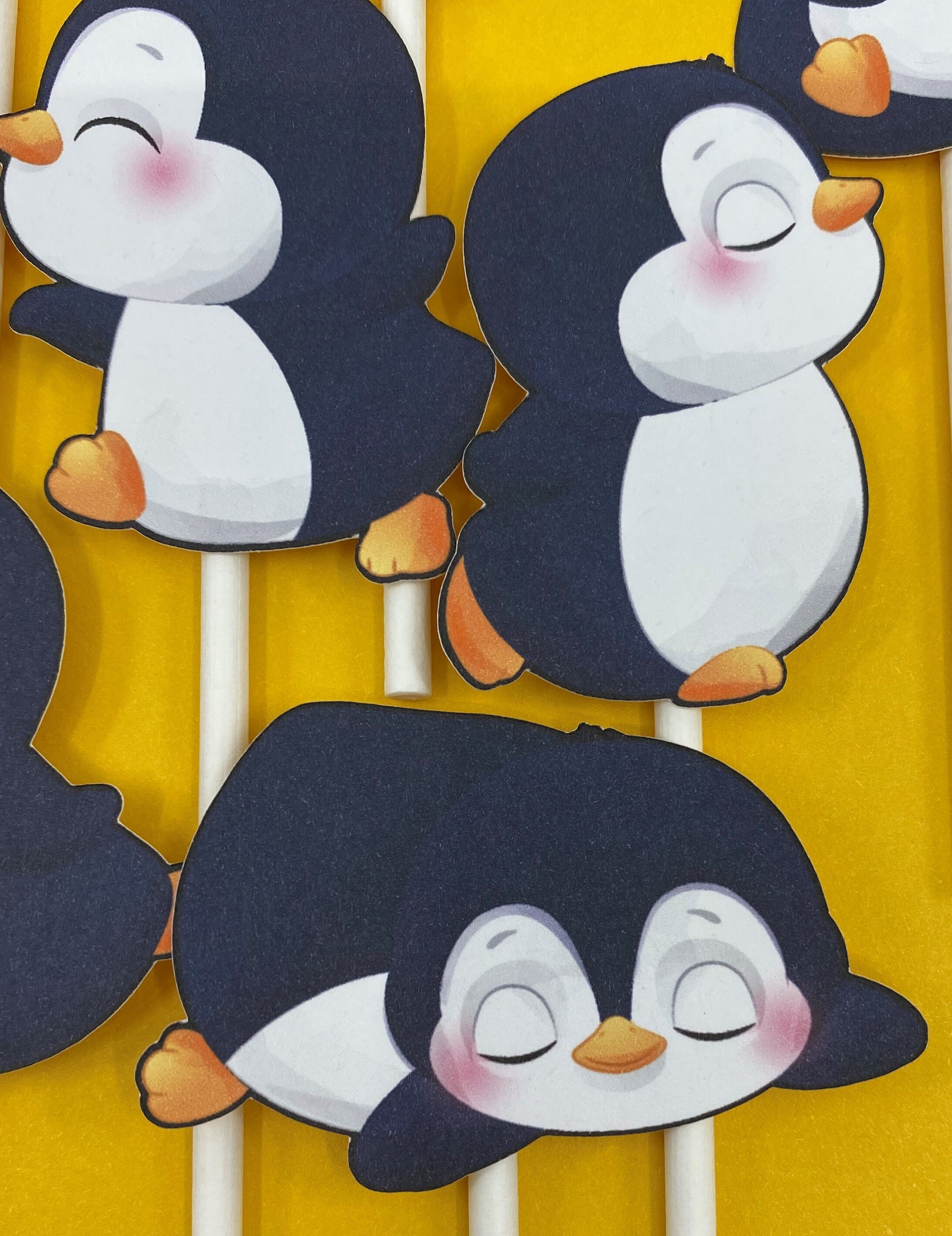 Penguin Cupcake Toppers 12 Penguin Toppers Bonus Penguin - Etsy