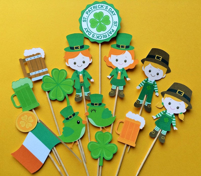 St. Patrick's Day Cupcake Toppers Irish Party St. Etsy