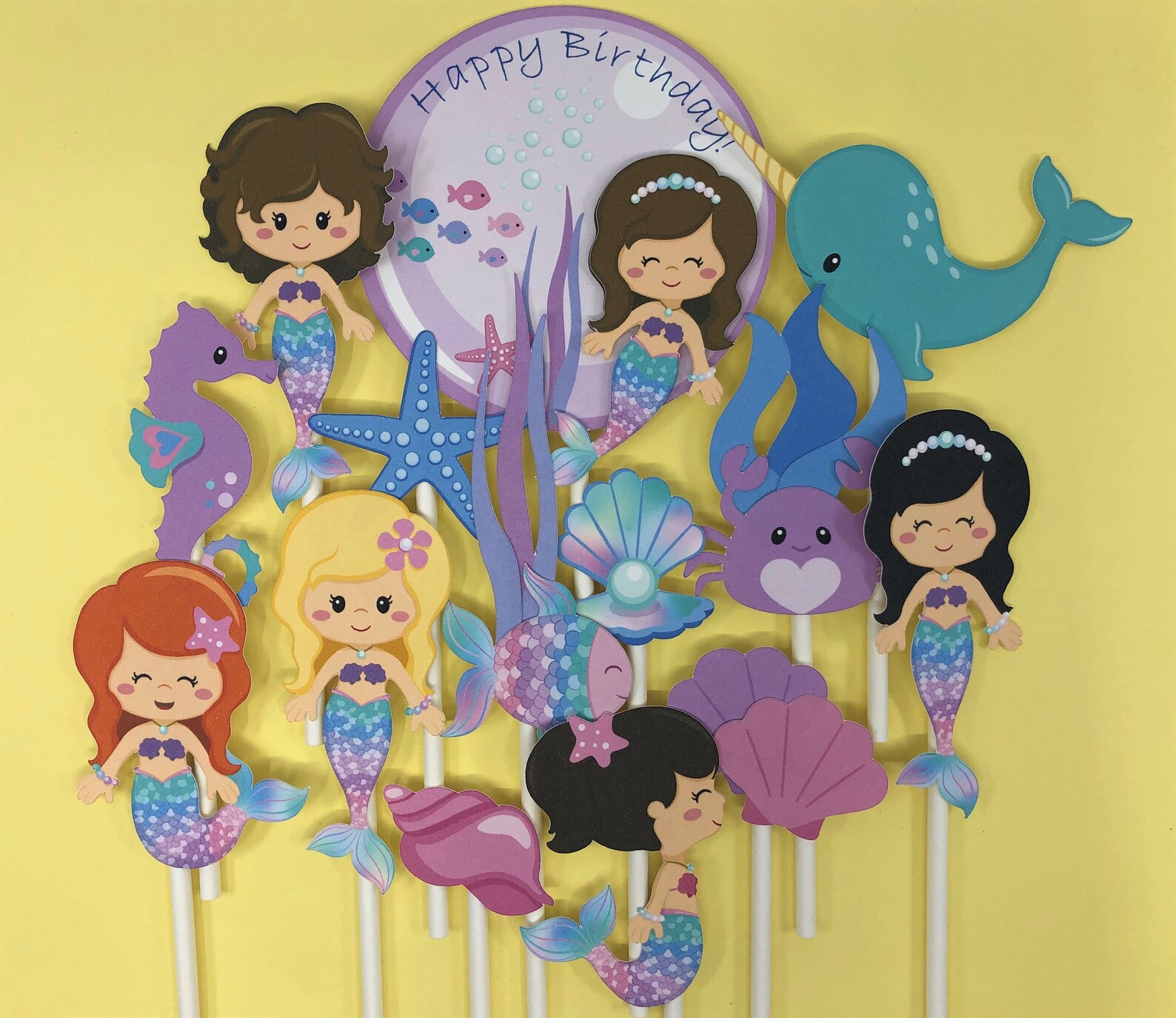 Mermaid Cupcake Toppers Mermaid Party Mermaid Theme Mermaid Etsy
