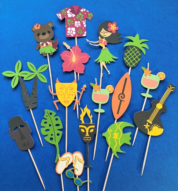Luau cupcake toppers luau party toppers luau party Hawaii | Etsy