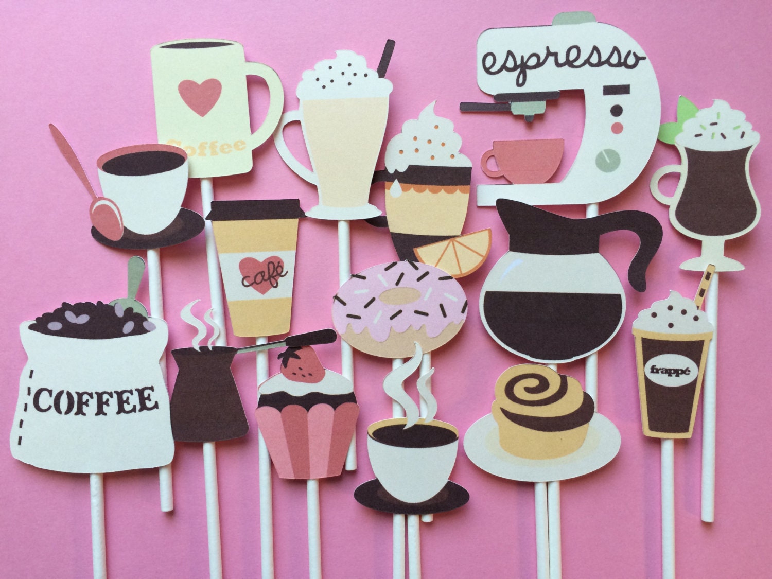 15 Coffee Designs Cupcake or Doughnut Toppers Coffee Cupcake Etsy