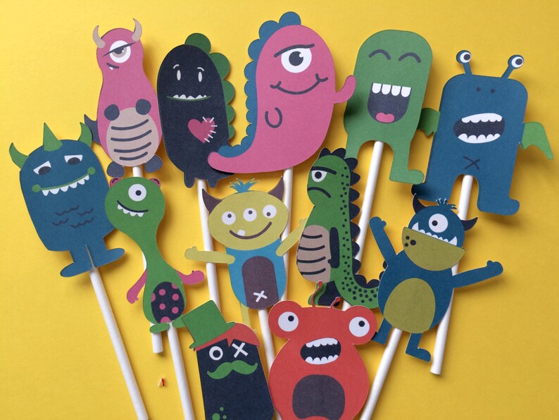 Monster Cupcake Toppers Monster Toppers Monster Cake Etsy