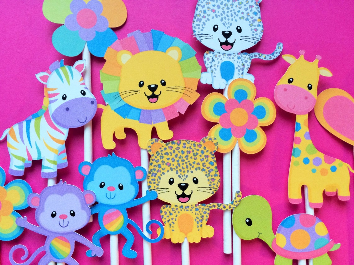 Animal Cupcake Toppers Zoo Animal Cupcake Toppers Wild Etsy