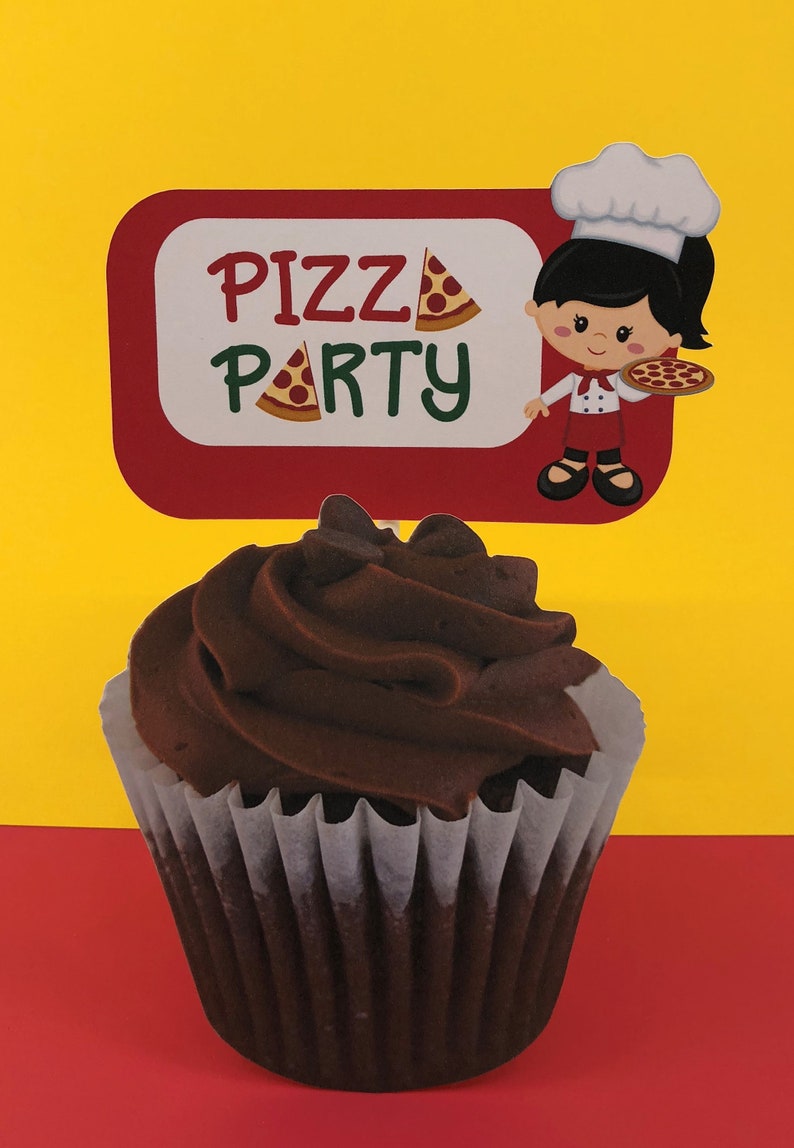 Pizza Cupcake Toppers Pizza Party Cupcake Toppers Etsy