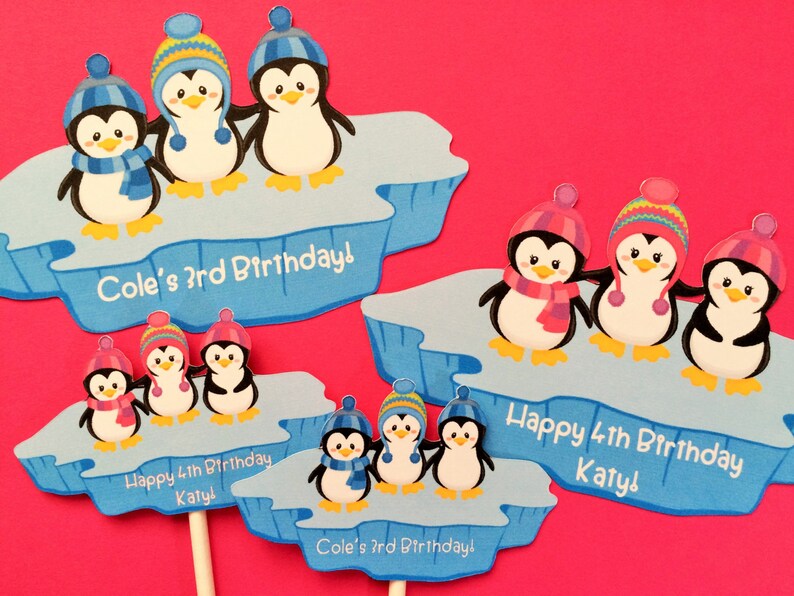 Penguin Cupcake Toppers 12 Penguin Toppers Bonus Penguin - Etsy