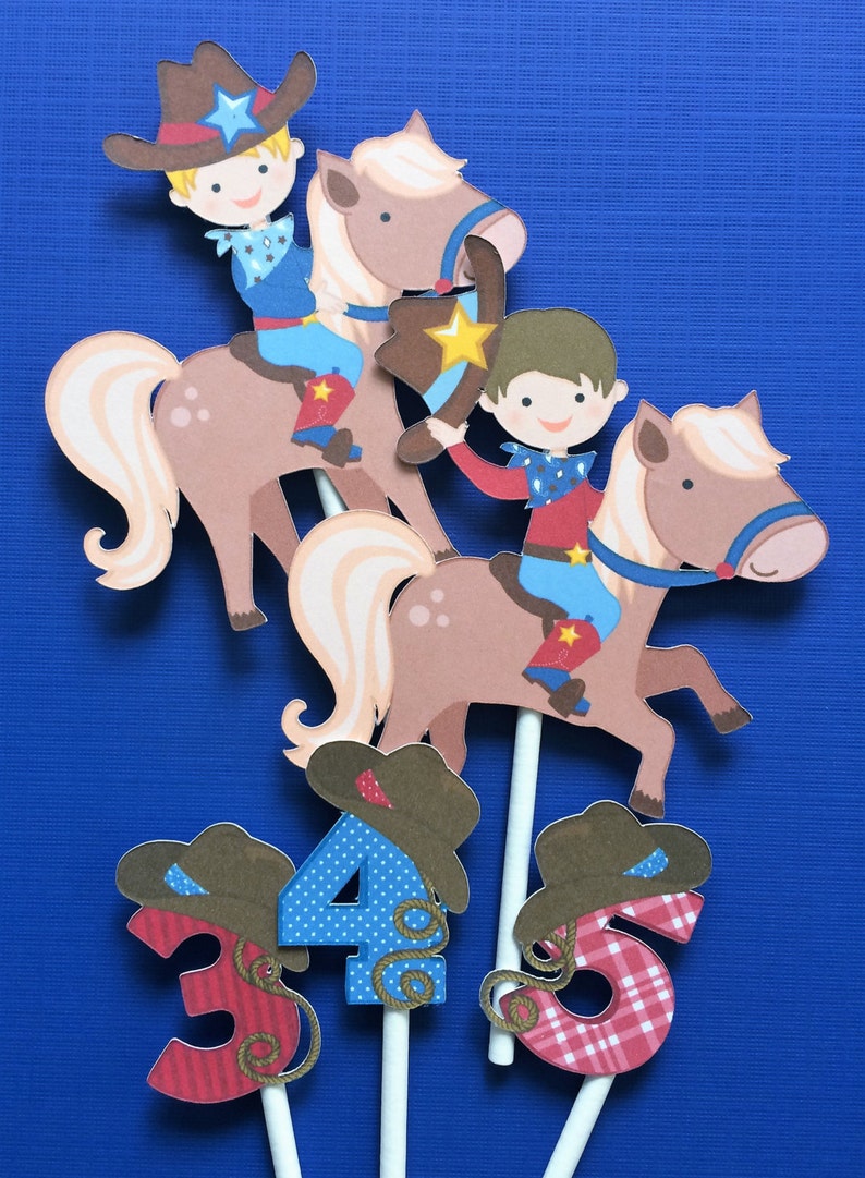 Cowboy Cupcake Toppers Cowboy Birthday Cupcake Toppers Etsy