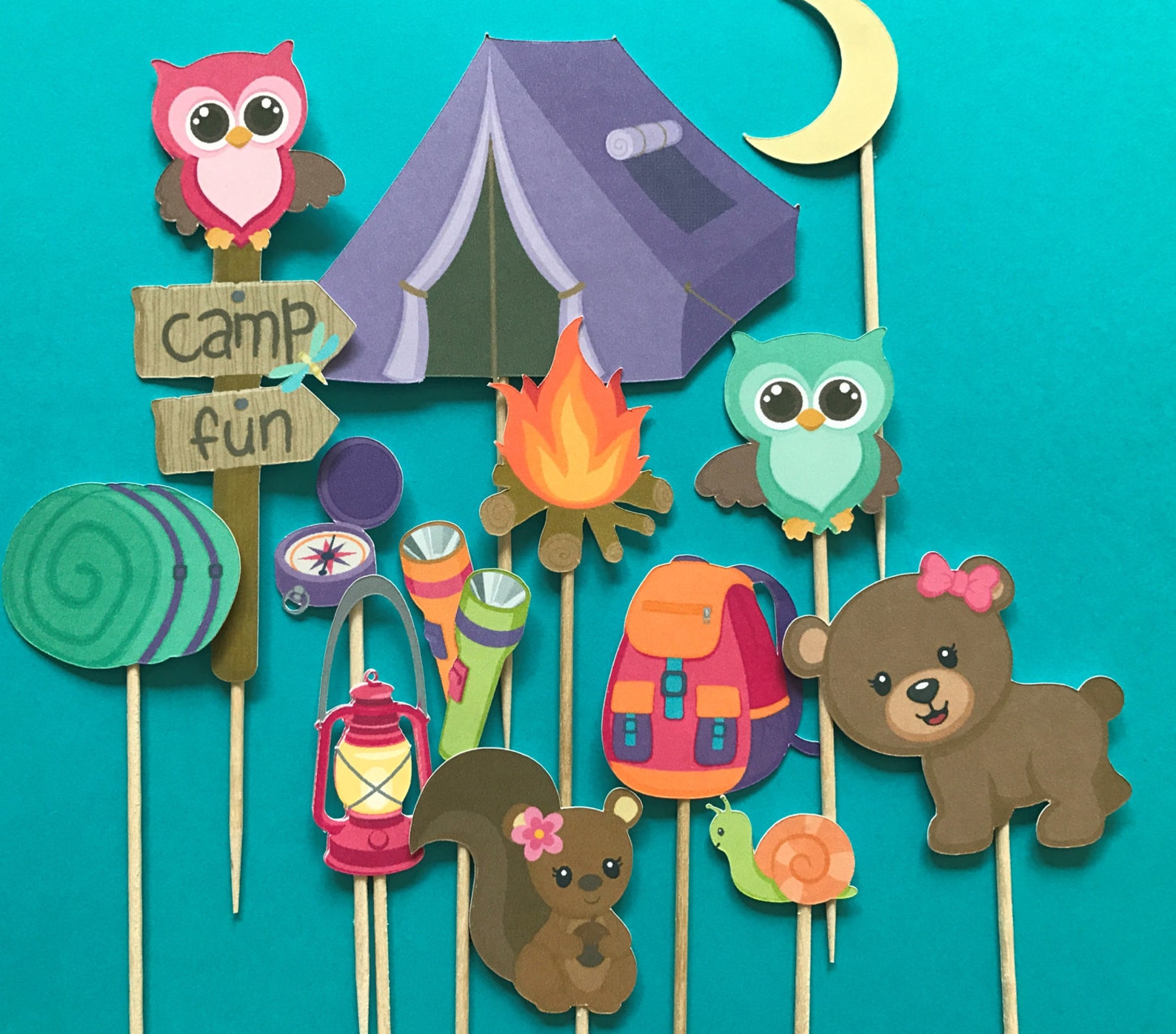 Camping Cupcake Toppers Camping Toppers Camping Theme Etsy