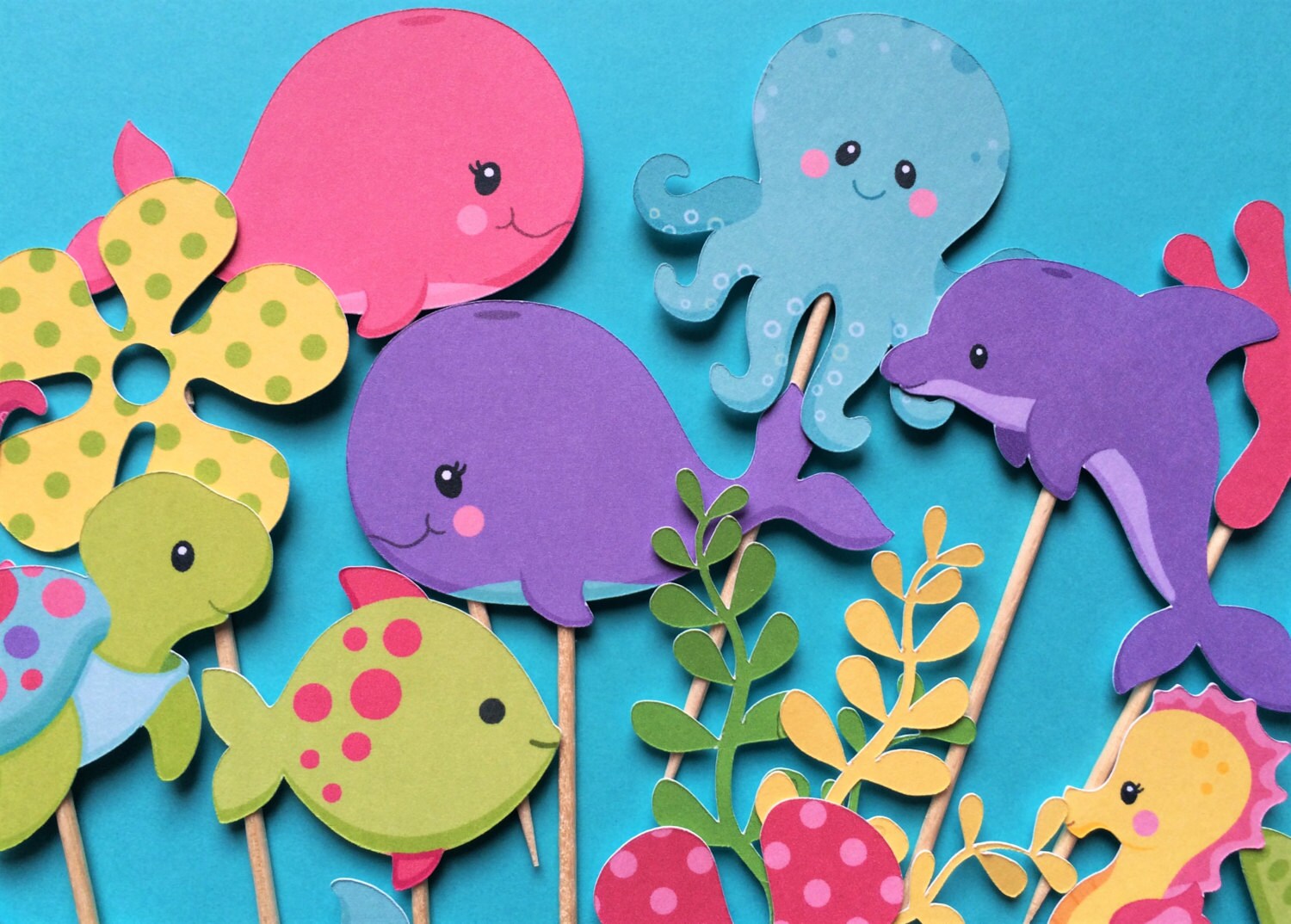 Sea Cupcake Toppers 22 Ocean Cupcake Topper Under the Sea Etsy