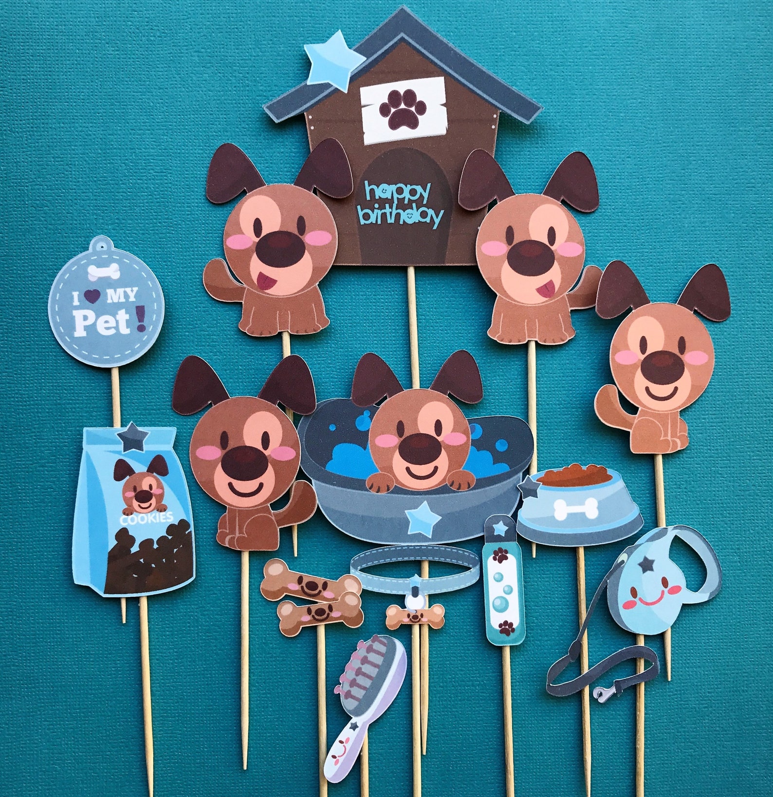 Dog Cupcake Toppers Puppy Cupcake Topper Dog Theme Party Etsy