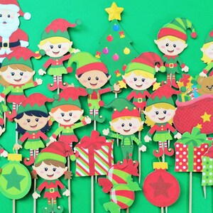 Christmas Cupcake Toppers, Elf Toppers, Santa Cupcake Topper, Christmas ...