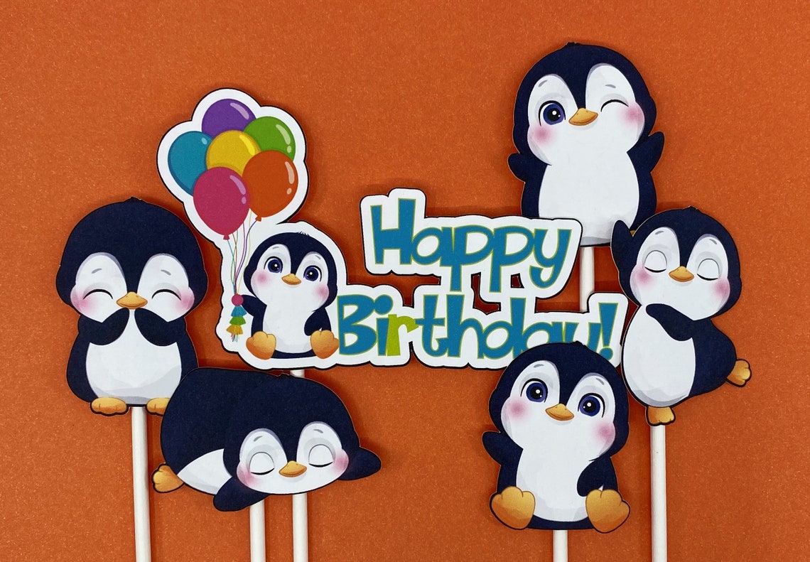 Penguin Cupcake Toppers 12 Penguin Toppers Bonus Penguin - Etsy