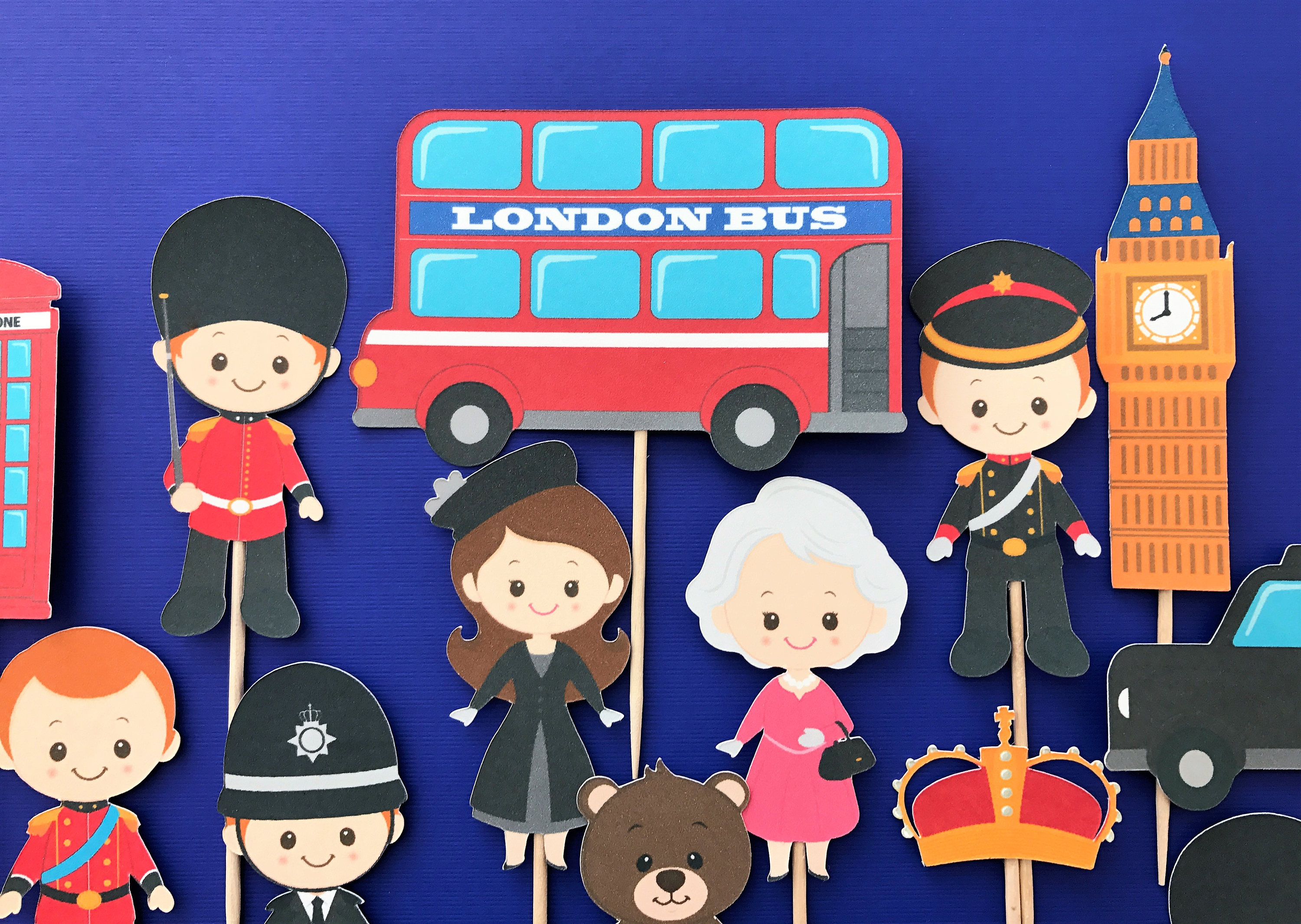 London Cupcake Toppers 17 London England Theme Cupcake Etsy