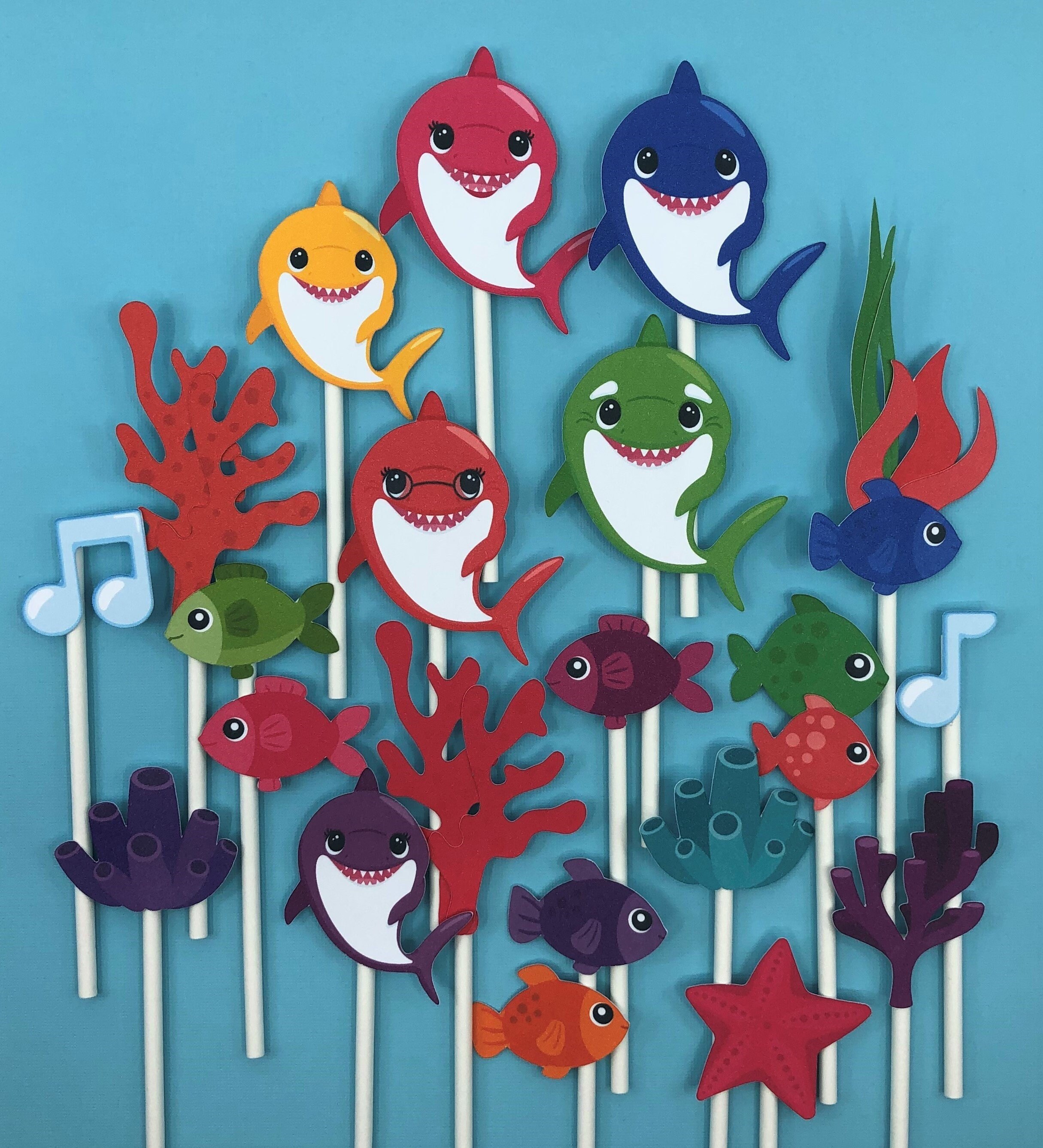 Shark Family Cupcake Topper Shark Family Theme Baby Shark Etsy Shark Family Cupcake Topper Shark Family Theme Baby Shark Etsy