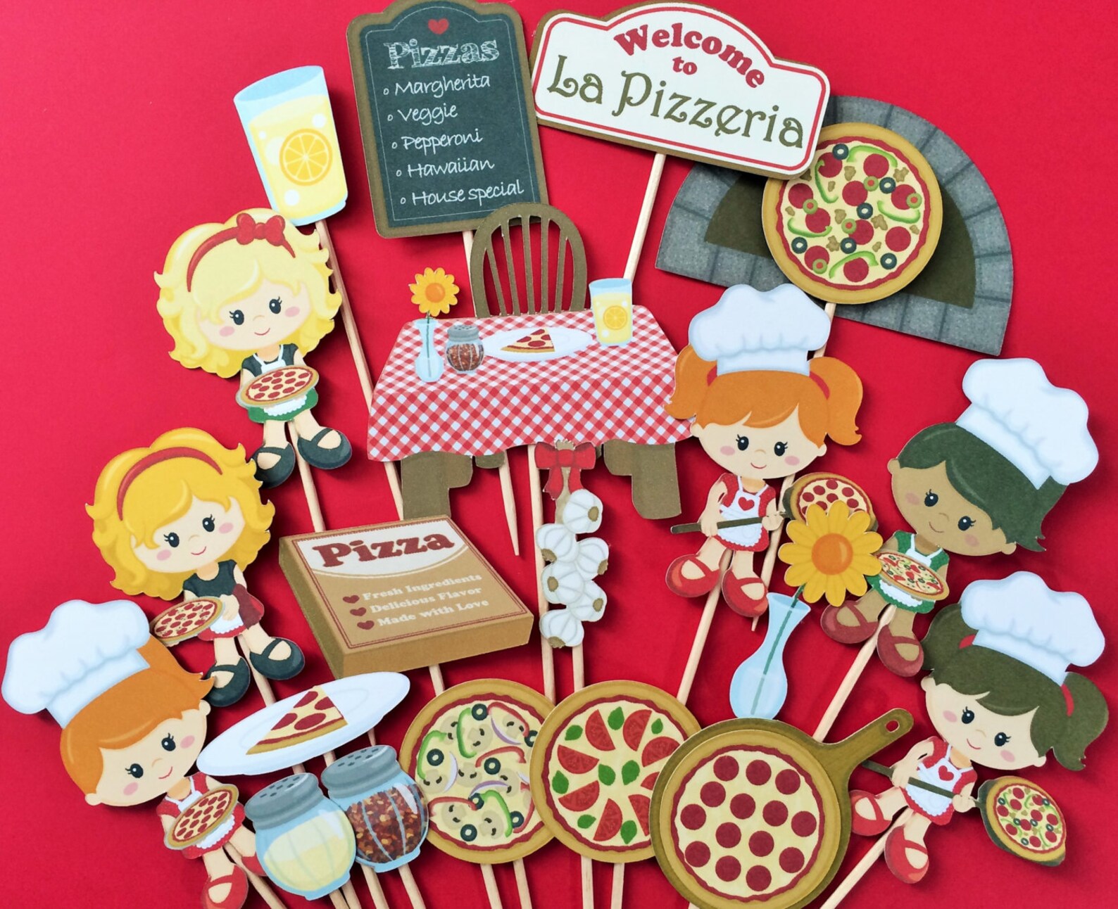 Pizza Cupcake Toppers Pizza Party Cupcake Toppers Pizza Etsy
