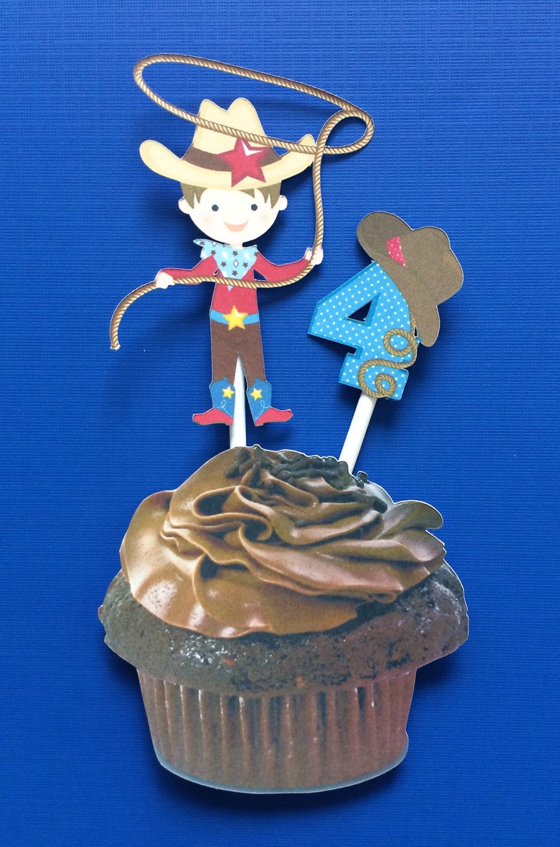 Cowboy cupcake toppers cowboy birthday cupcake toppers Etsy