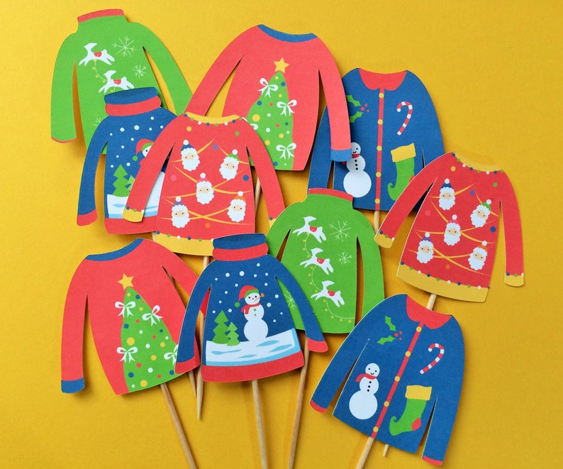 Ugly Sweater Cupcake Toppers Ugly Sweater Toppers Christmas - Etsy