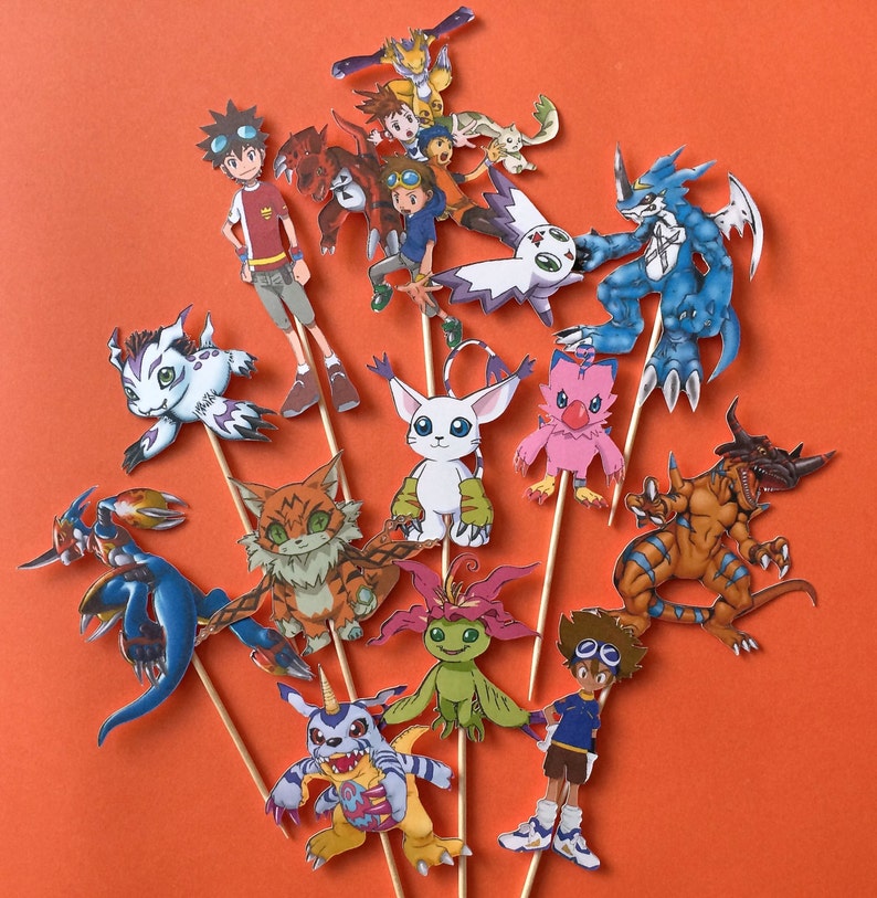 Digimon cupcake toppers Digimon party Digimon cake topper Etsy