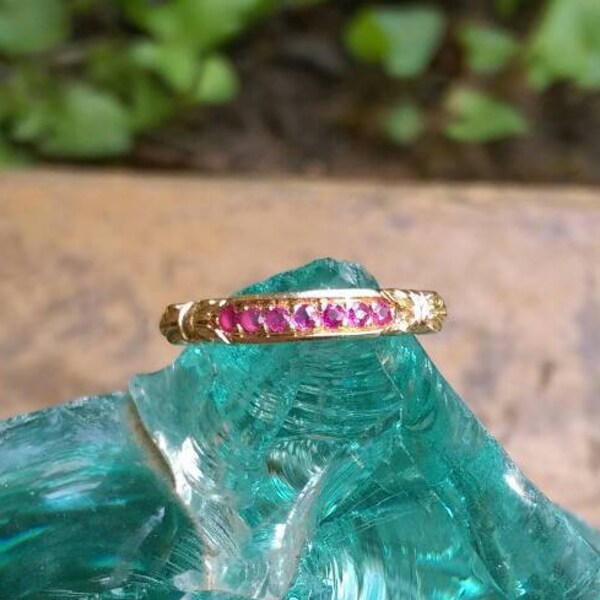 14k ruby anniversary band, antique ruby band, antique ruby wedding ring, antique ruby anniversary ring, alternative wedding band