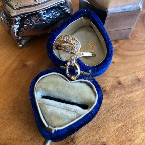 Antique Snake Ring, Sapphire and Diamond snake ring