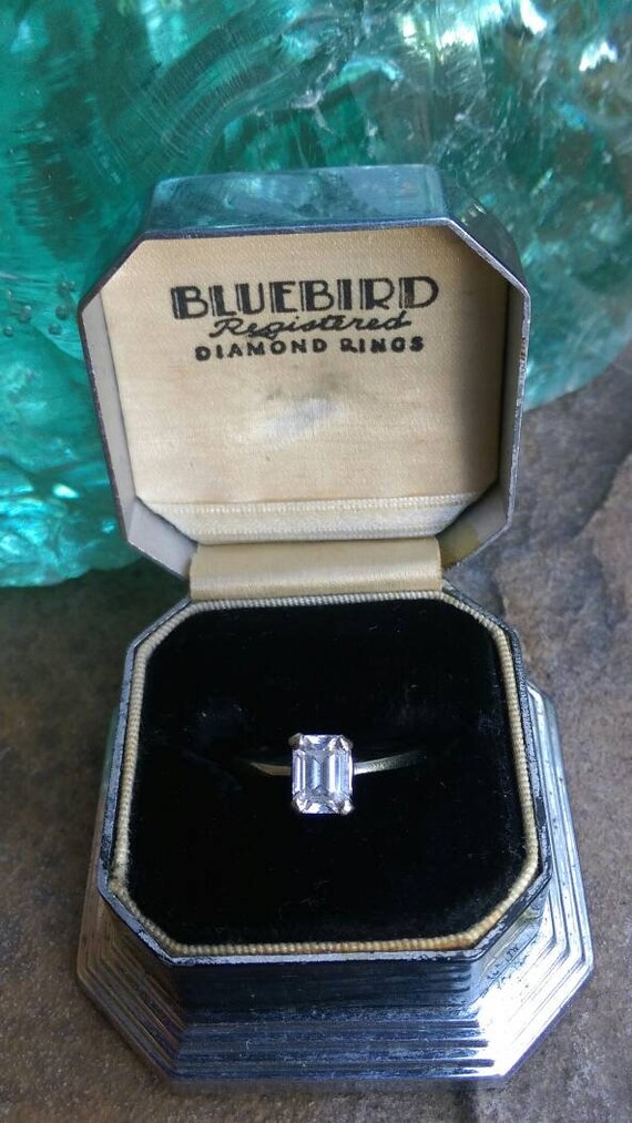 Emerald cut solitaire ring, emerald cut diamond s… - image 4