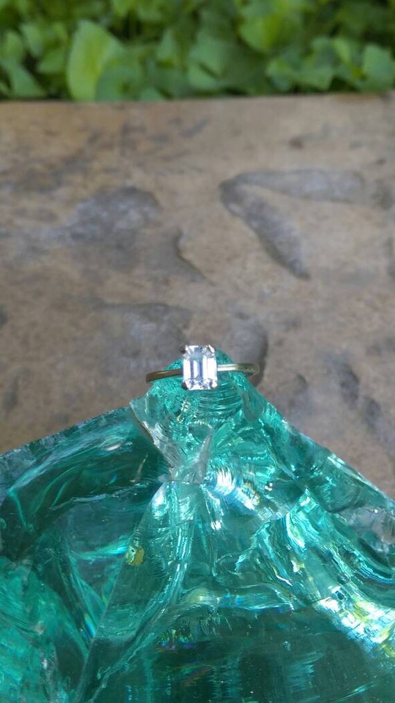 Emerald cut solitaire ring, emerald cut diamond s… - image 5