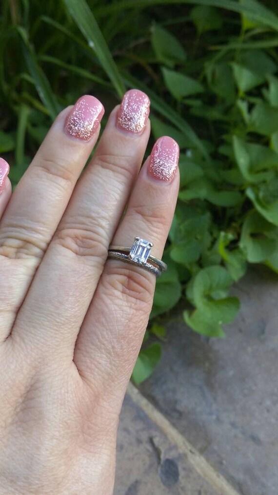 Emerald cut solitaire ring, emerald cut diamond s… - image 8