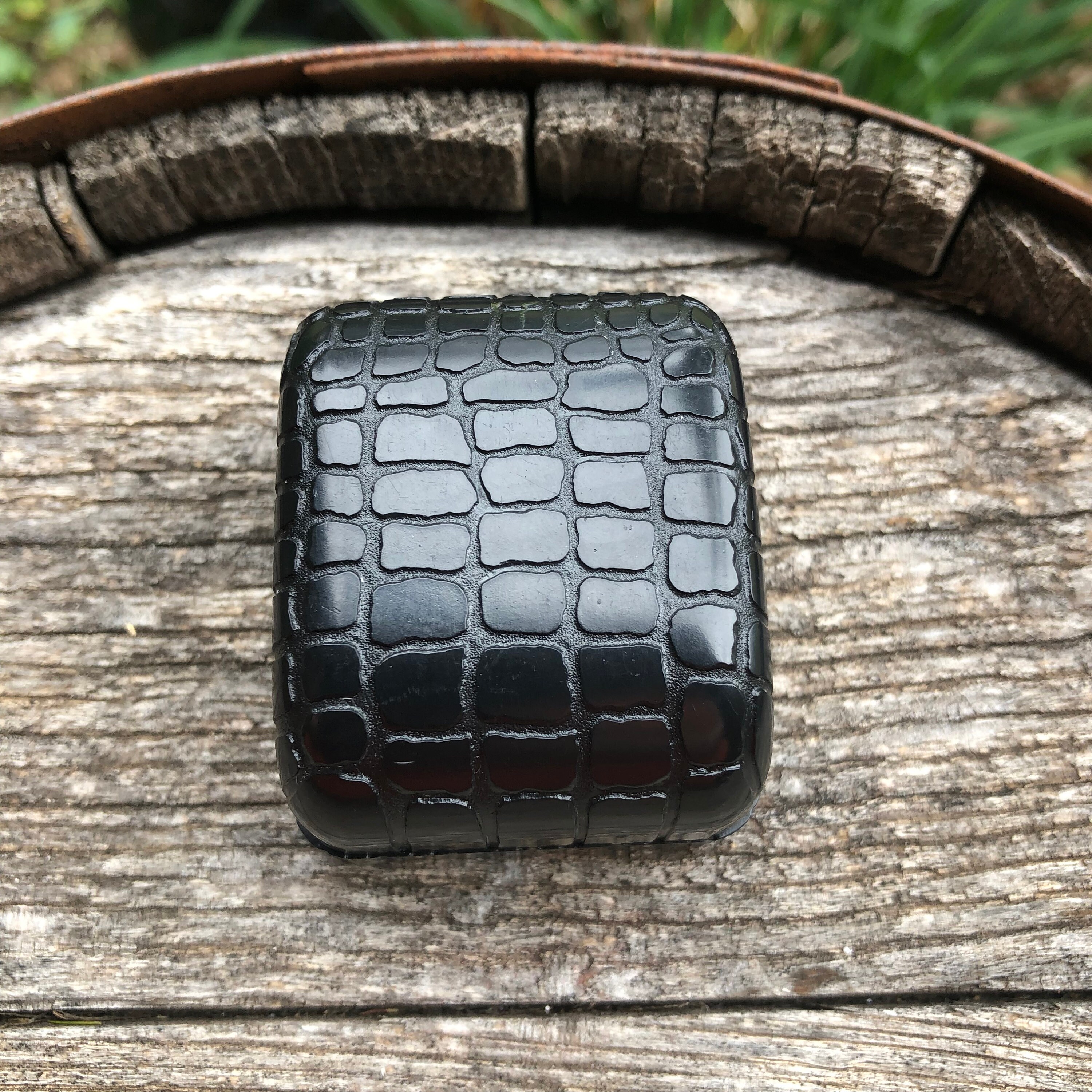 Vintage Black Crocodile Train Case, Mark Cross (Lot 1200