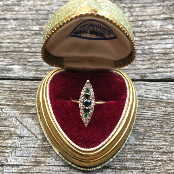 Art Deco Ring Box, Heart ring box,  antique ring … - image 4