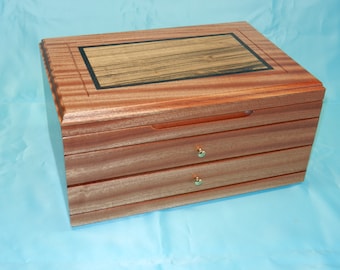 2 Drawer Sapele Jewelry Box
