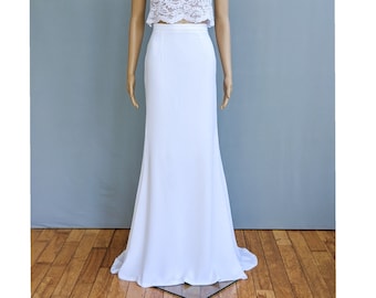 Mermaid bridal skirt, short sweep train, white long skirt, Wedding separates, custom wedding dress, simple bridal outfit