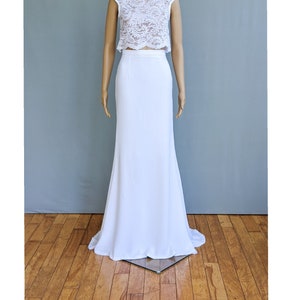 Mermaid bridal skirt, short sweep train, white long skirt, Wedding separates, custom wedding dress, simple bridal outfit