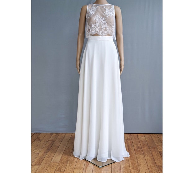 Chiffon bridal skirt, classic boho wedding, maxi chiffon skirt, plus size brides, elegant modern bride, beach wedding skirt