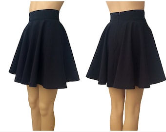 knee length black skater skirt