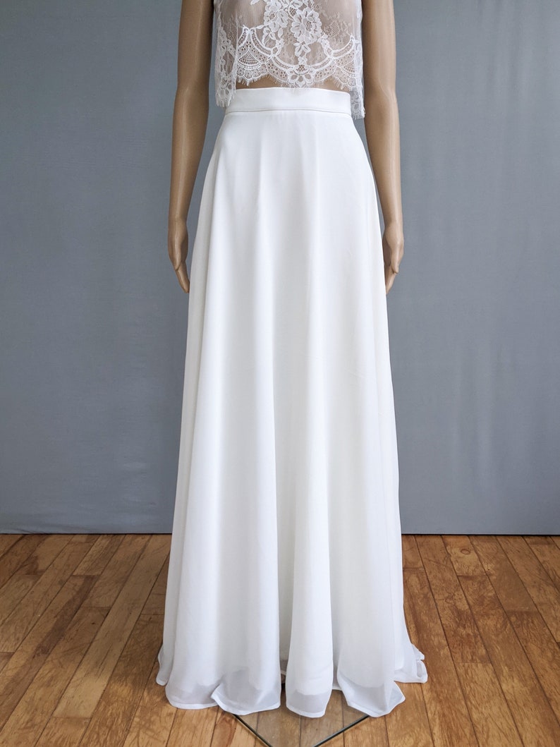 Chiffon bridal skirt, classic boho wedding, maxi chiffon skirt, plus size brides, elegant modern bride, beach wedding skirt image 3