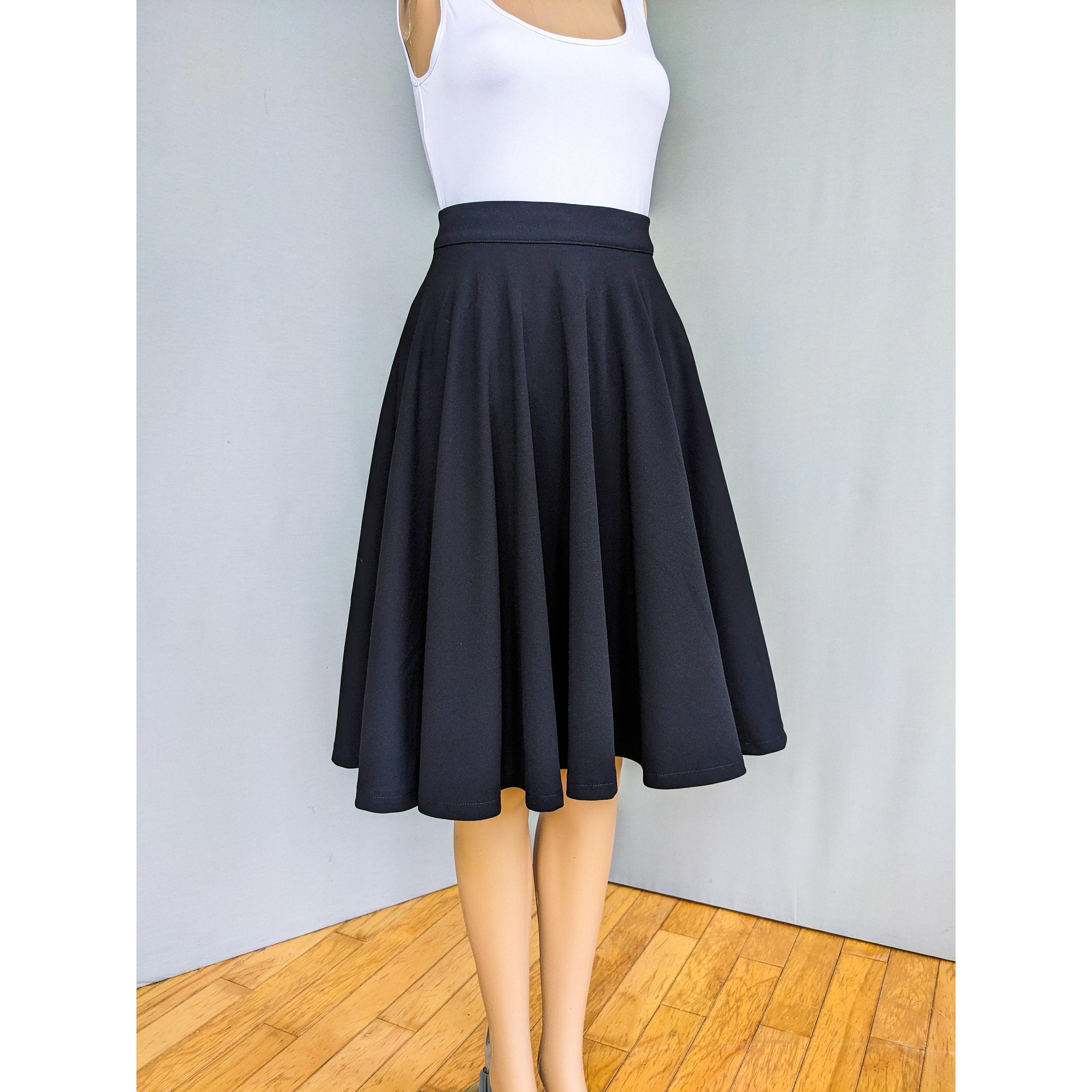Black Skater Skirt, Made to Order, 50s Vintage Inspired, Pin-up Rockabilly  Style,full Circle Skirt, Minimalist Black Skirt, Knee Length 