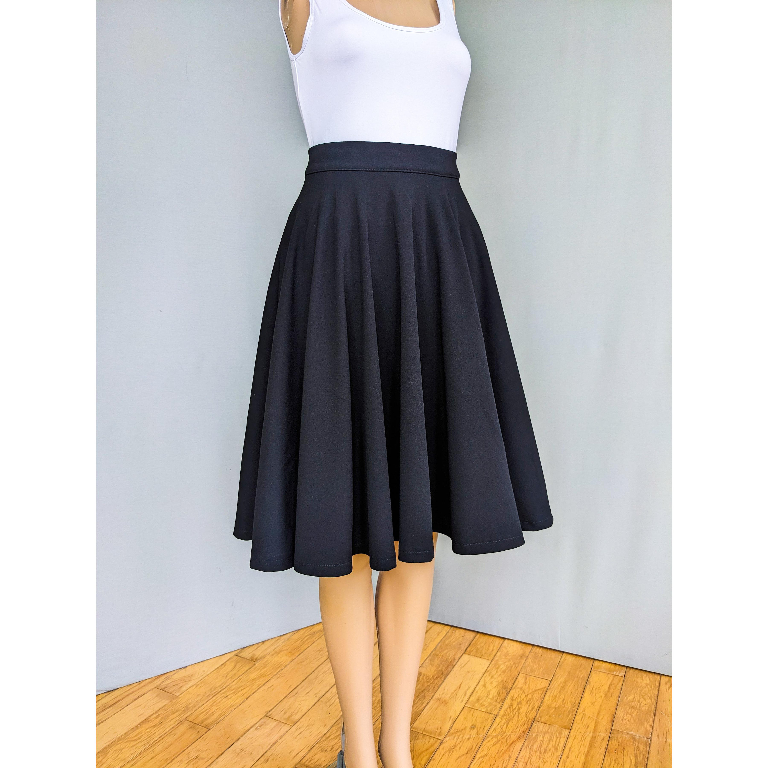 Black Skater Skirt, Made to Order, 50s Vintage Inspired, Pin-up Rockabilly  Style,full Circle Skirt, Minimalist Black Skirt, Knee Length 