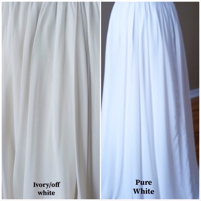 Wedding maxi chiffon skirt with train in white or Ivory, floor length skirt for boho weddings or beach bridal skirt, available in plus size image 6