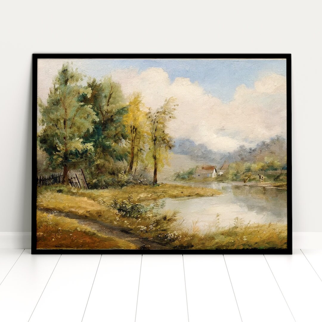 PRINTABLE Country Landscape Art Landscape Art Print Vintage Art Print ...