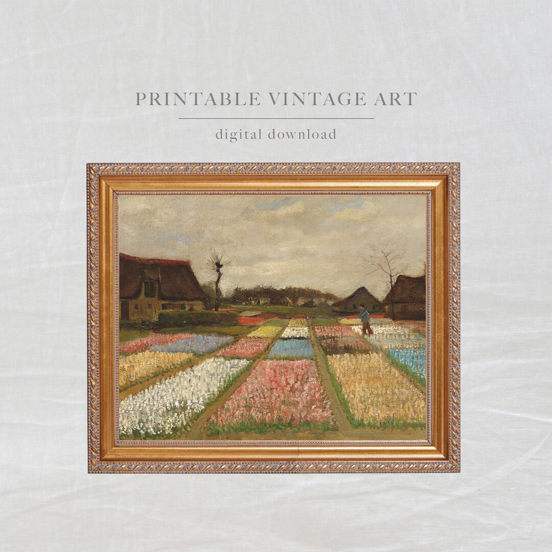 PRINTABLE Tulip Fields Landscape Art Landscape Art Print Vintage Art ...