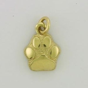 14K Yellow Gold Paw Charm or Pendant